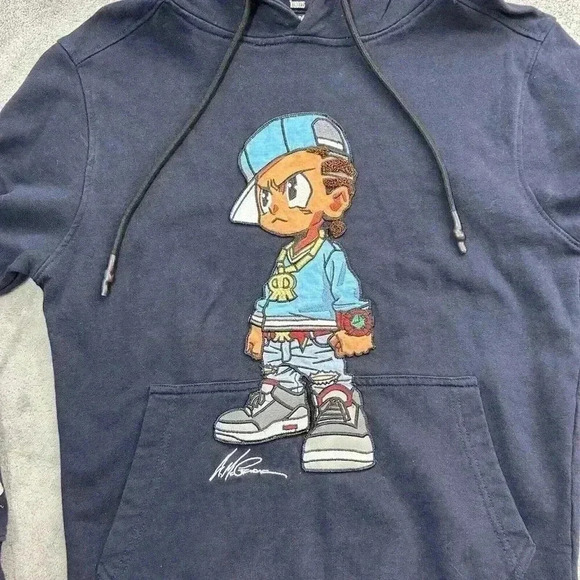 The Boondocks Hoodie Mens Small Blue Riley deKryptic Aaron McGruder Sweater - Picture 4 of 10